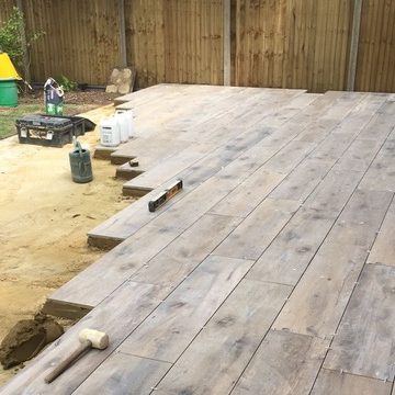 porcelain paving being laid