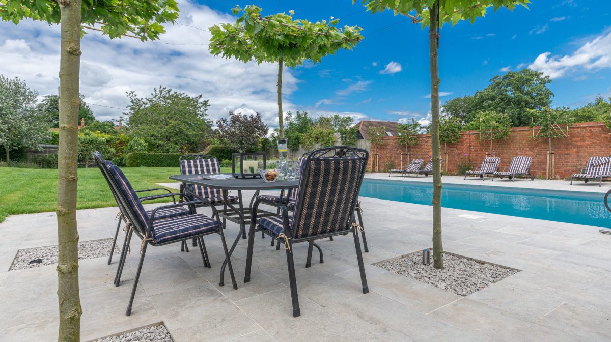 patio next to pool