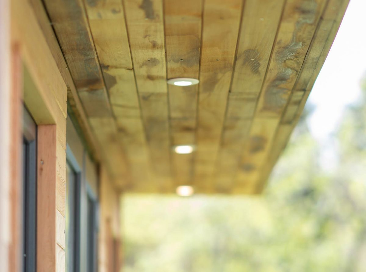 Recessed external lights on garden room